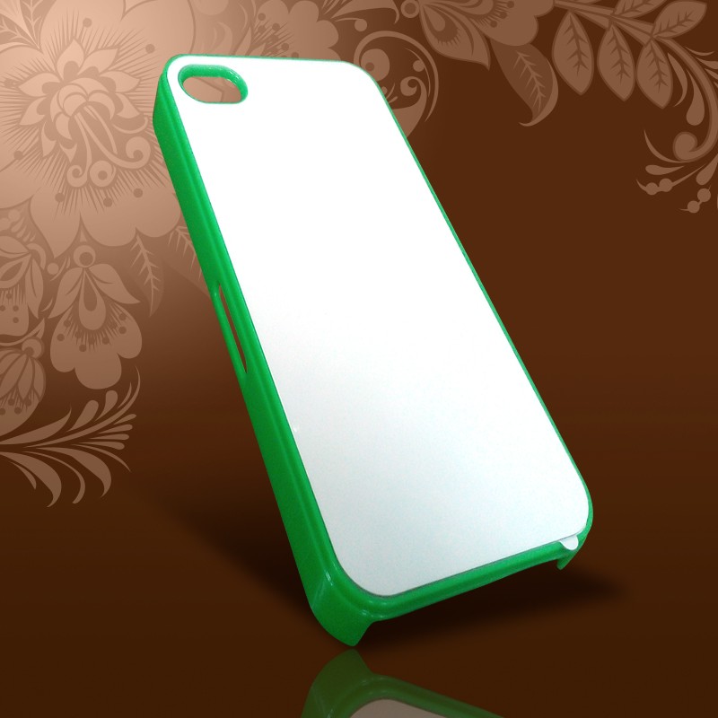Чехол IPhone 5/5S пластик зеленый с металлической вставкой 